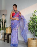 Vamsee Blue Organza Saree