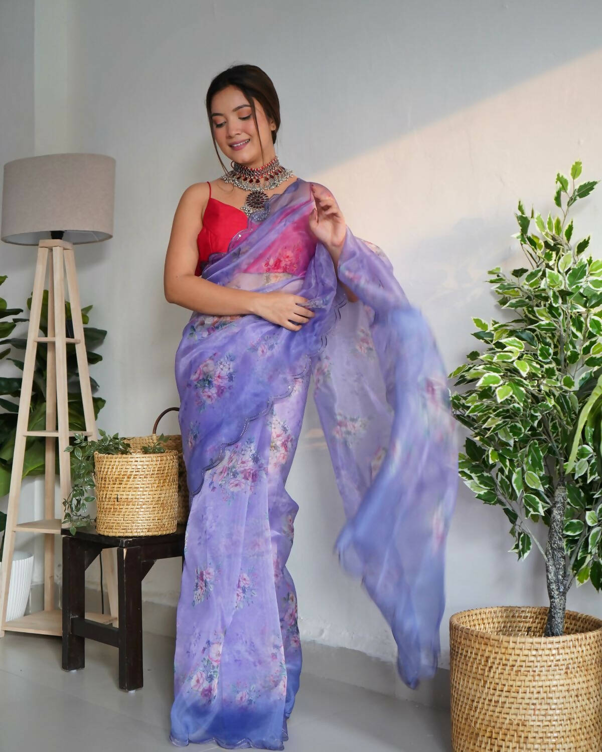 Vamsee Blue Organza Saree
