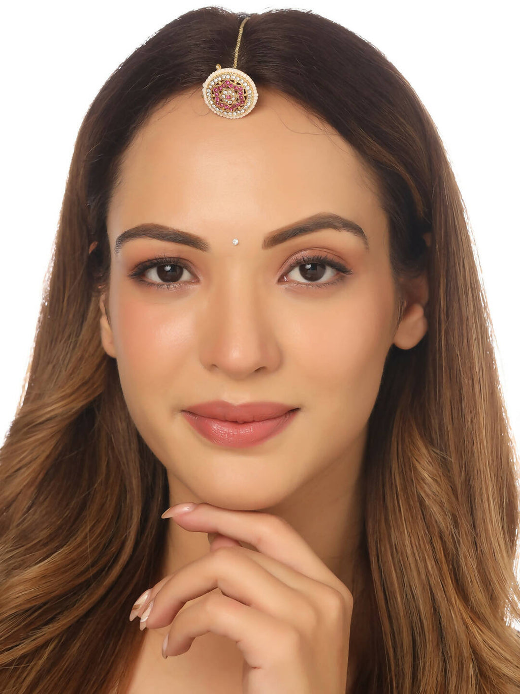 NVR Women's Trending Stylish Gold-Polished Maang Tikka