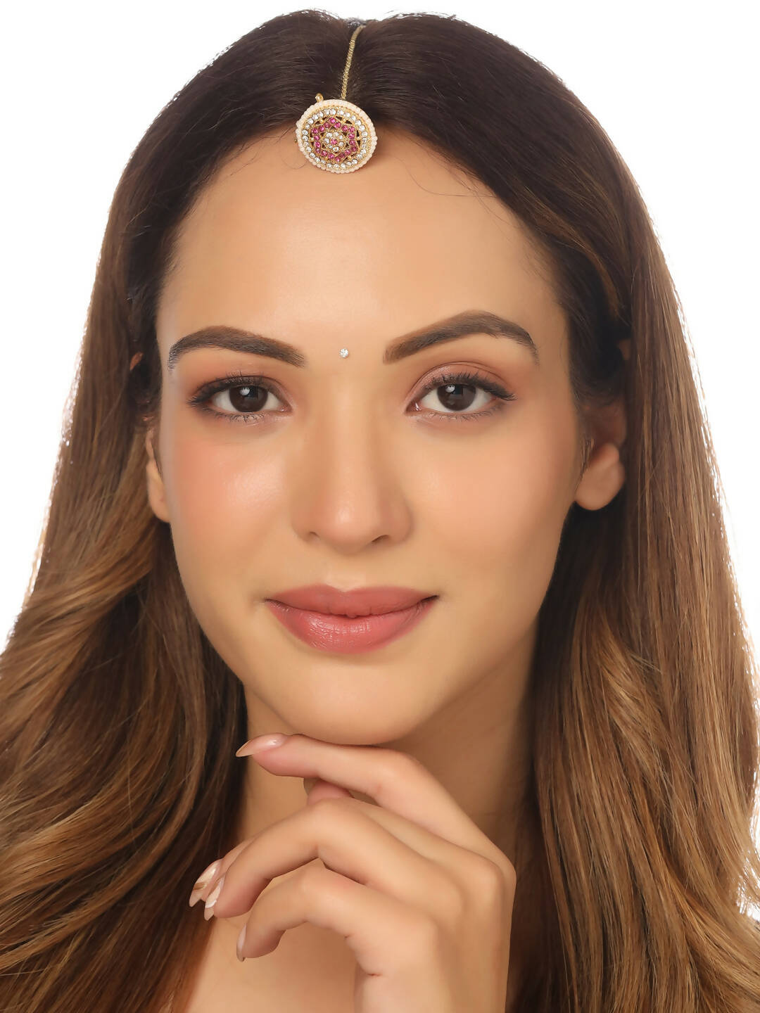 NVR Women's Trending Stylish Gold-Polished Maang Tikka