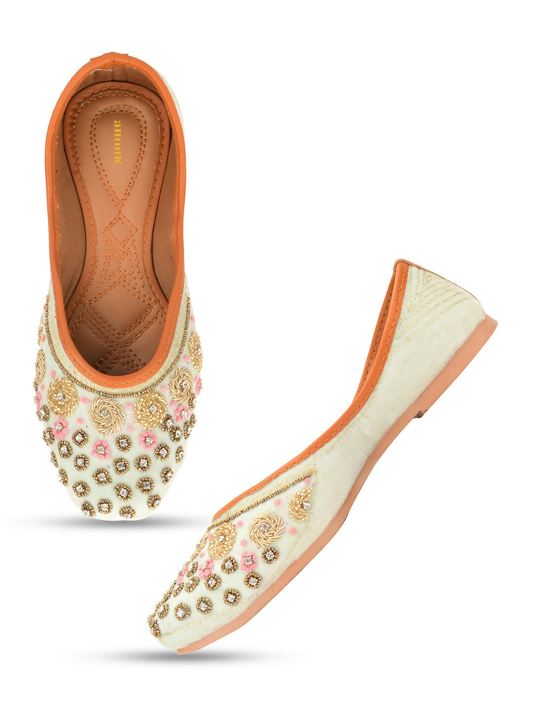 Desi Colour Women Indian Ethnic Footwear-Grey Emb