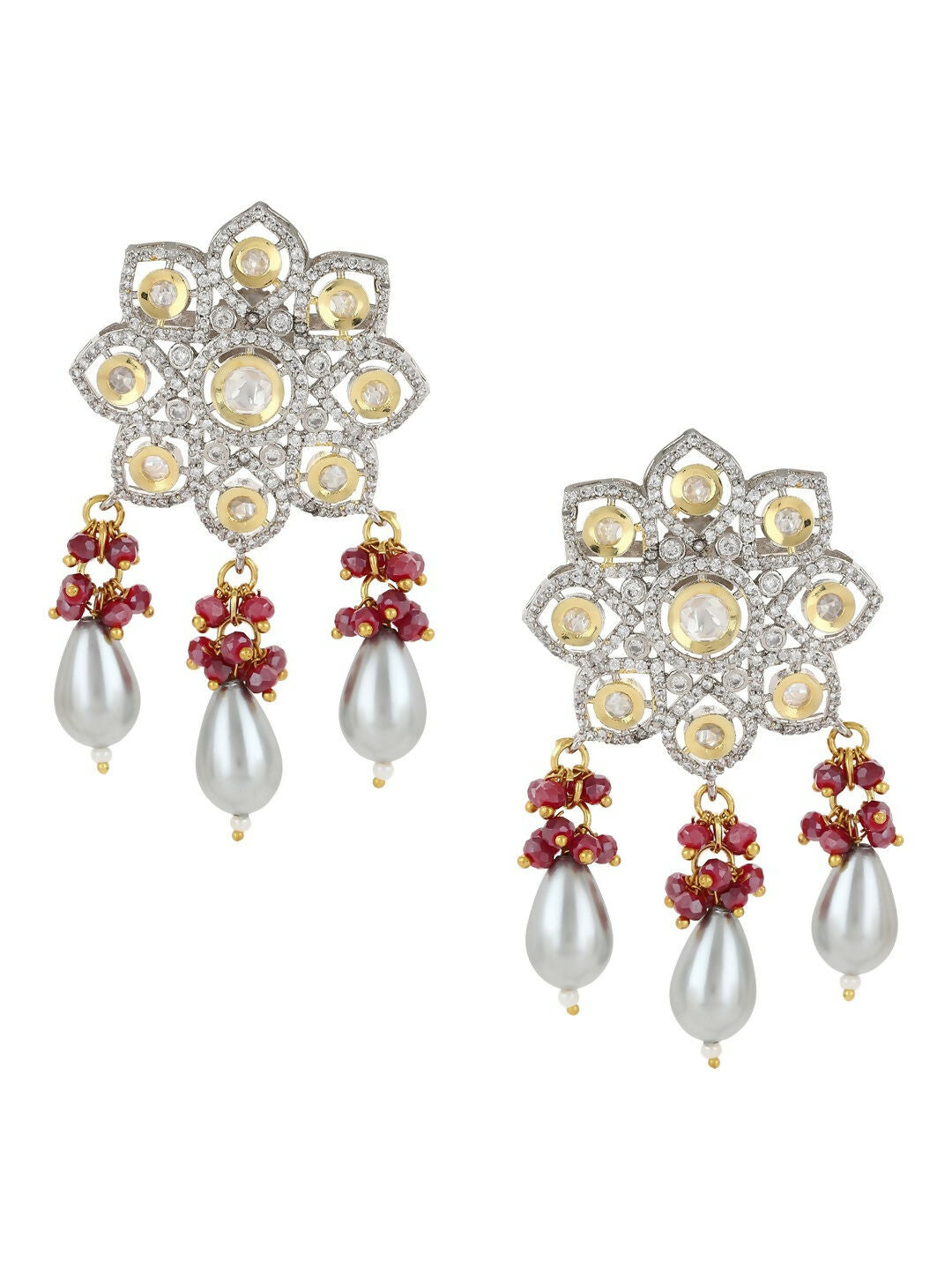Diamond & Semi Precious Stone Earrings- Ruby Raang
