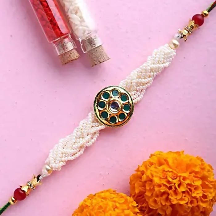 Traditional Kundan Rakhi With Wallet And Dry Fruits