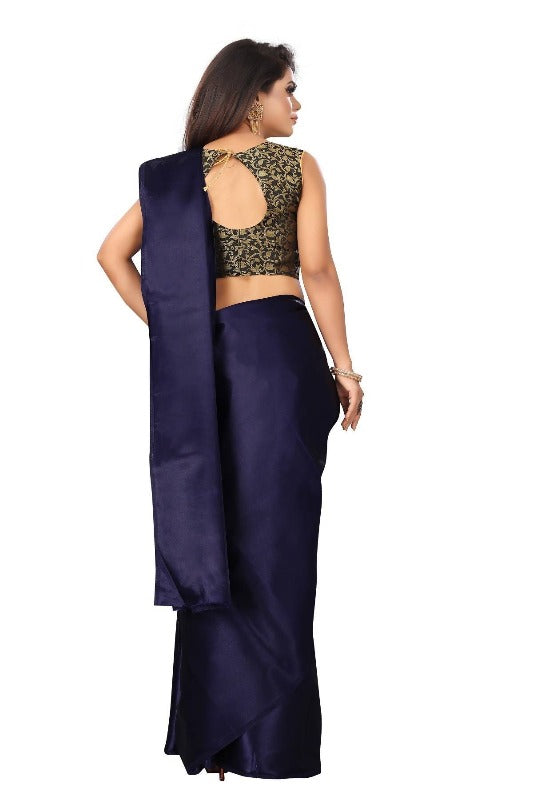 Vamika Navy Satin Designer Saree (PAVITRA NAVY)