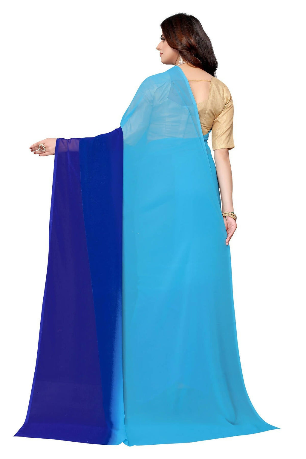 Vamika Blue Half N Half Georgette Saree
