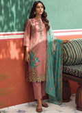 Vegaa Fashion Peach Organza Fancy Zari Party Wear Suit