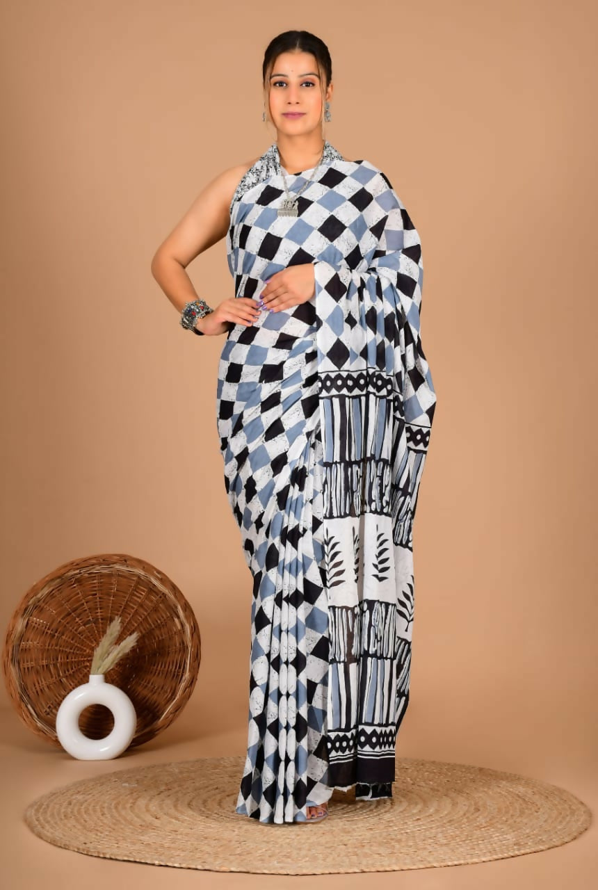 Exclusive Collection White Multi Beautiful Mulmul Cotton Saree