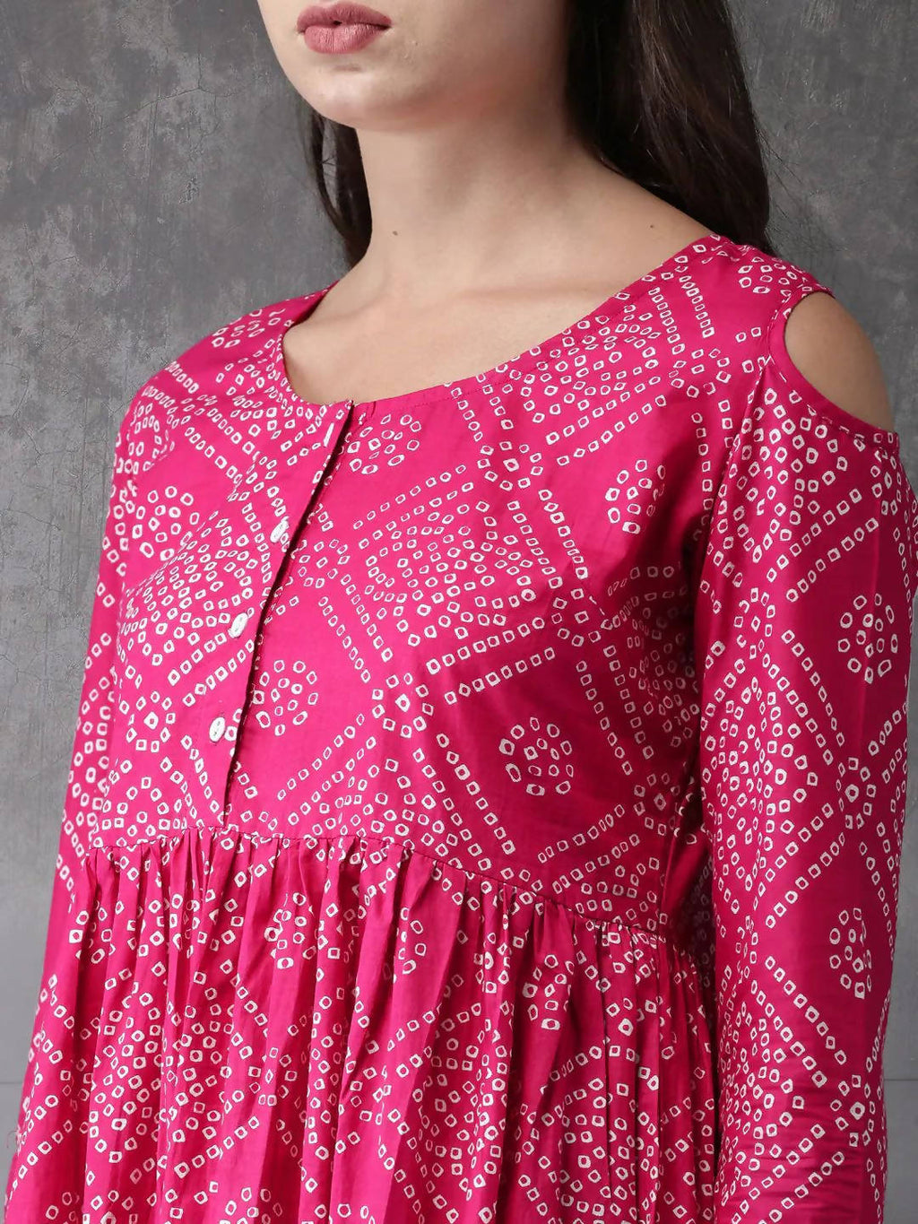 Vamika Pink Cotton Printed Party/Casual Wear Kurti