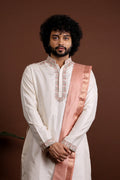Kanjivaram Pattu Embroidered Kurta Set by Hilo Design