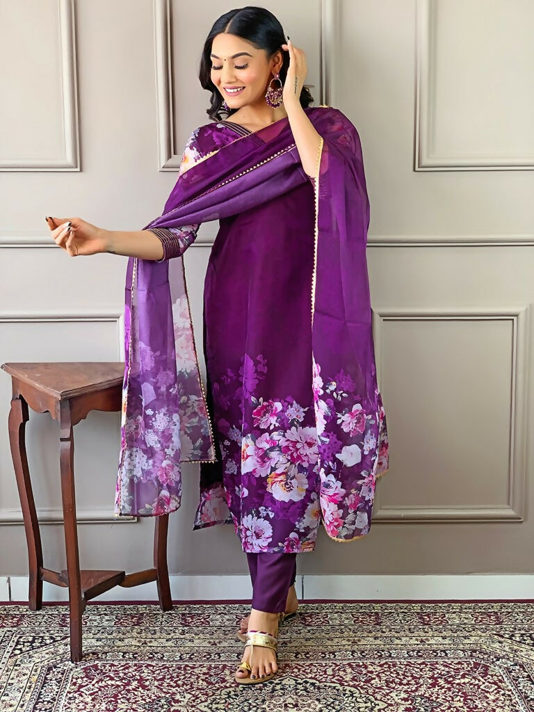 Partywear Designer Tebby Wine Stitched Suit With Dupatta - Tanisha