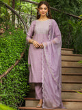Janasya Lavender Silk Blend Solid Kurta,Bottom & Dupatta