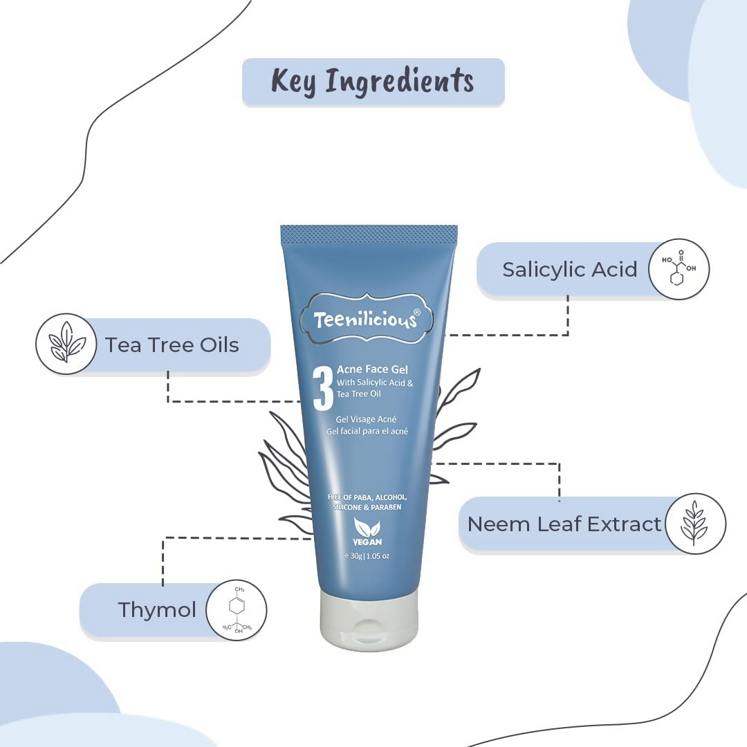Teenilicious Acne Face Gel With 2% Salicylic Acid & Tea Tree Oil