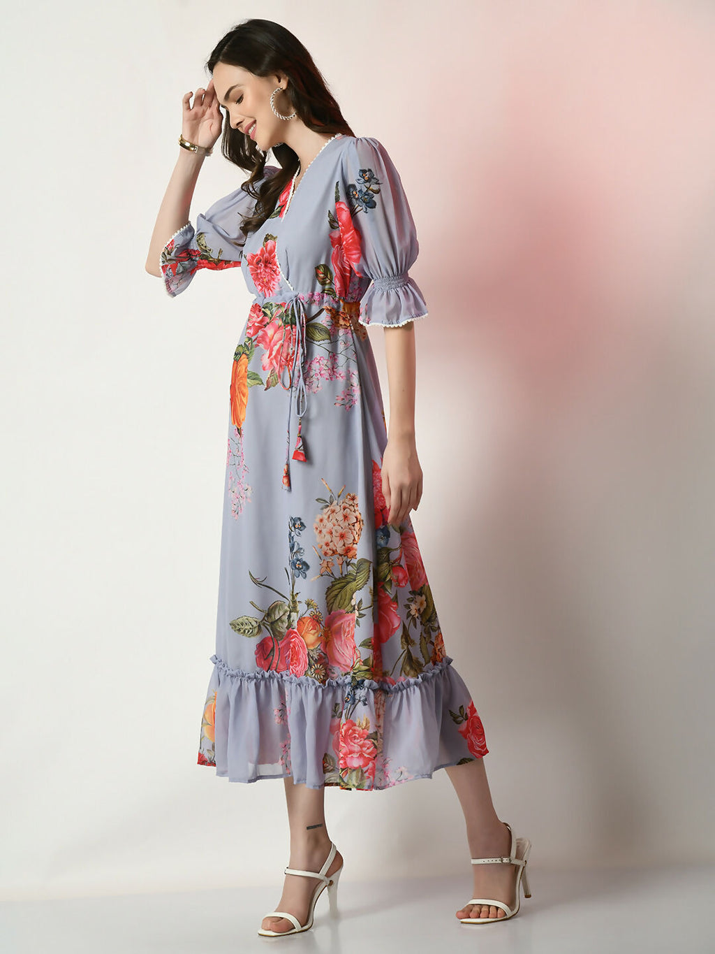 Myshka Women's Grey Printed Dress