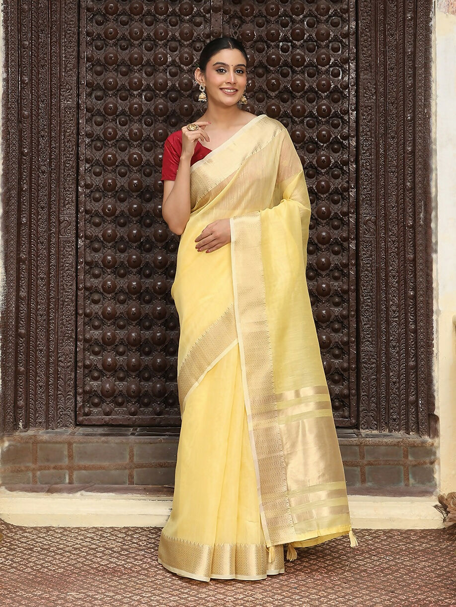 Shree Shyam Fashion Yellow Cotton Saree