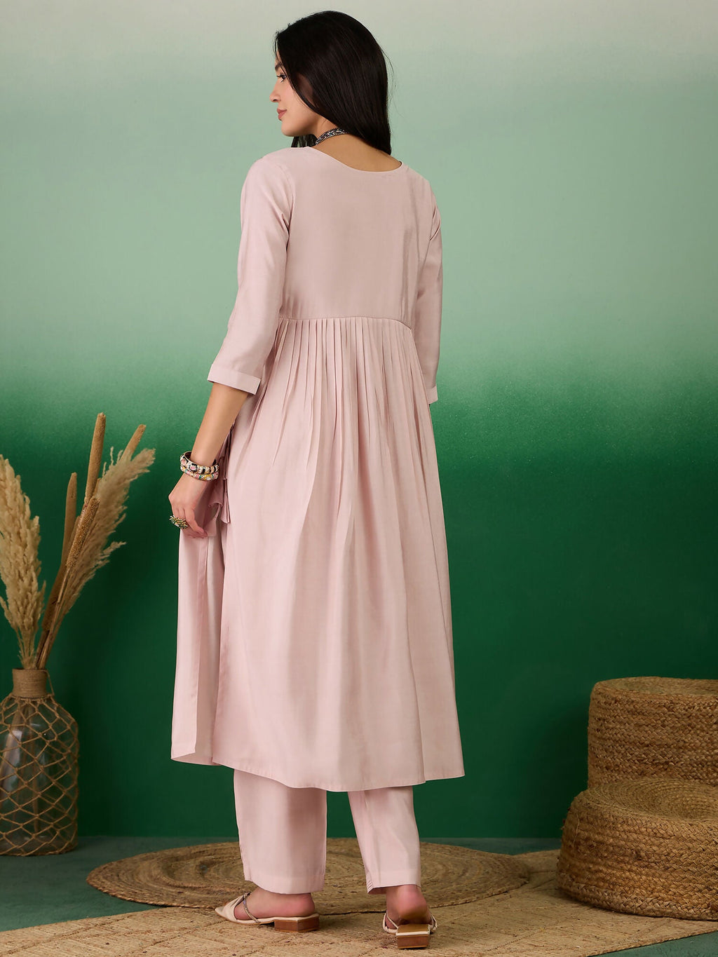 Pink Embroidered Muslin Kurta and Trouser - Berlin