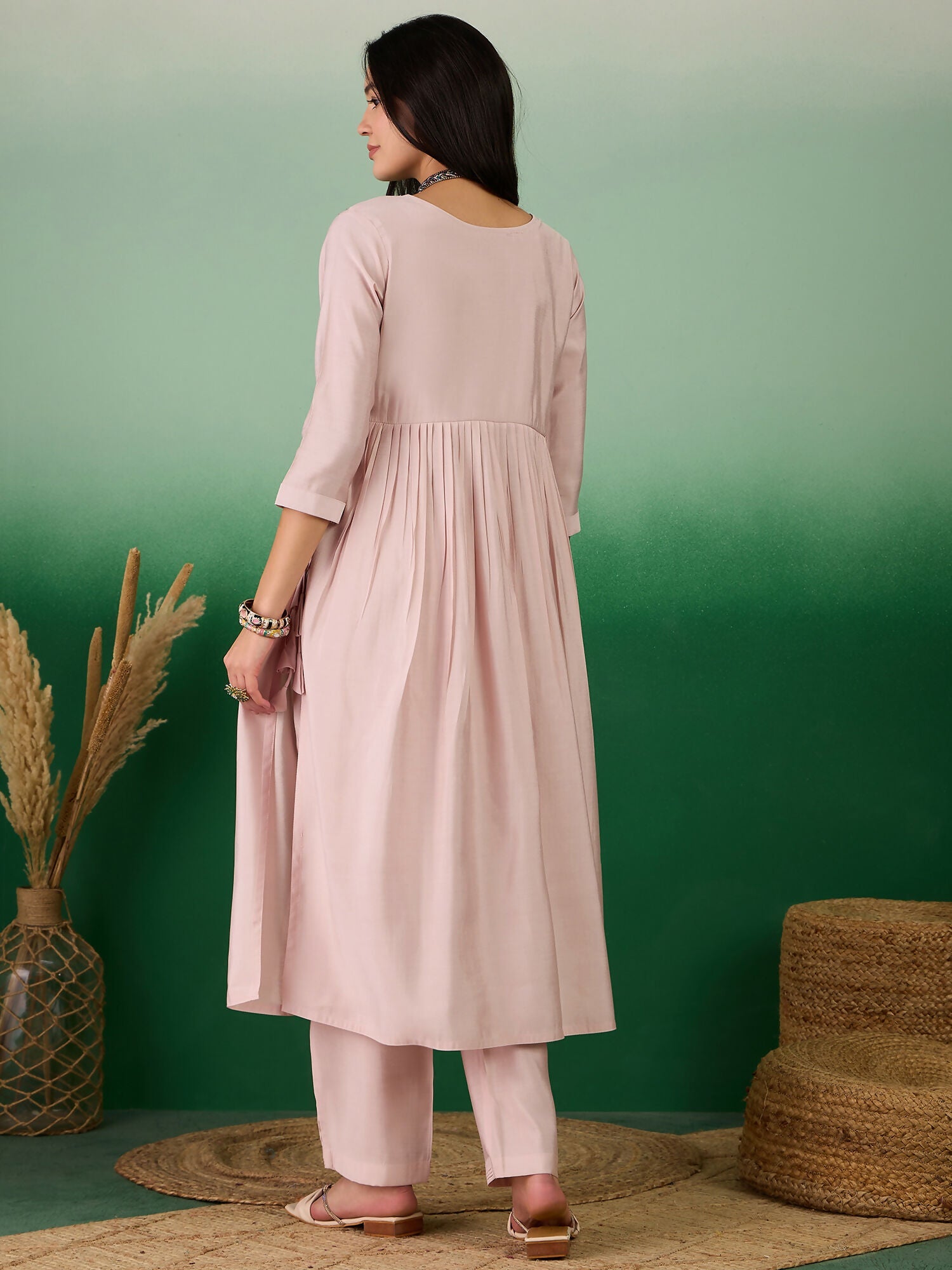 Pink Embroidered Muslin Kurta and Trouser - Berlin