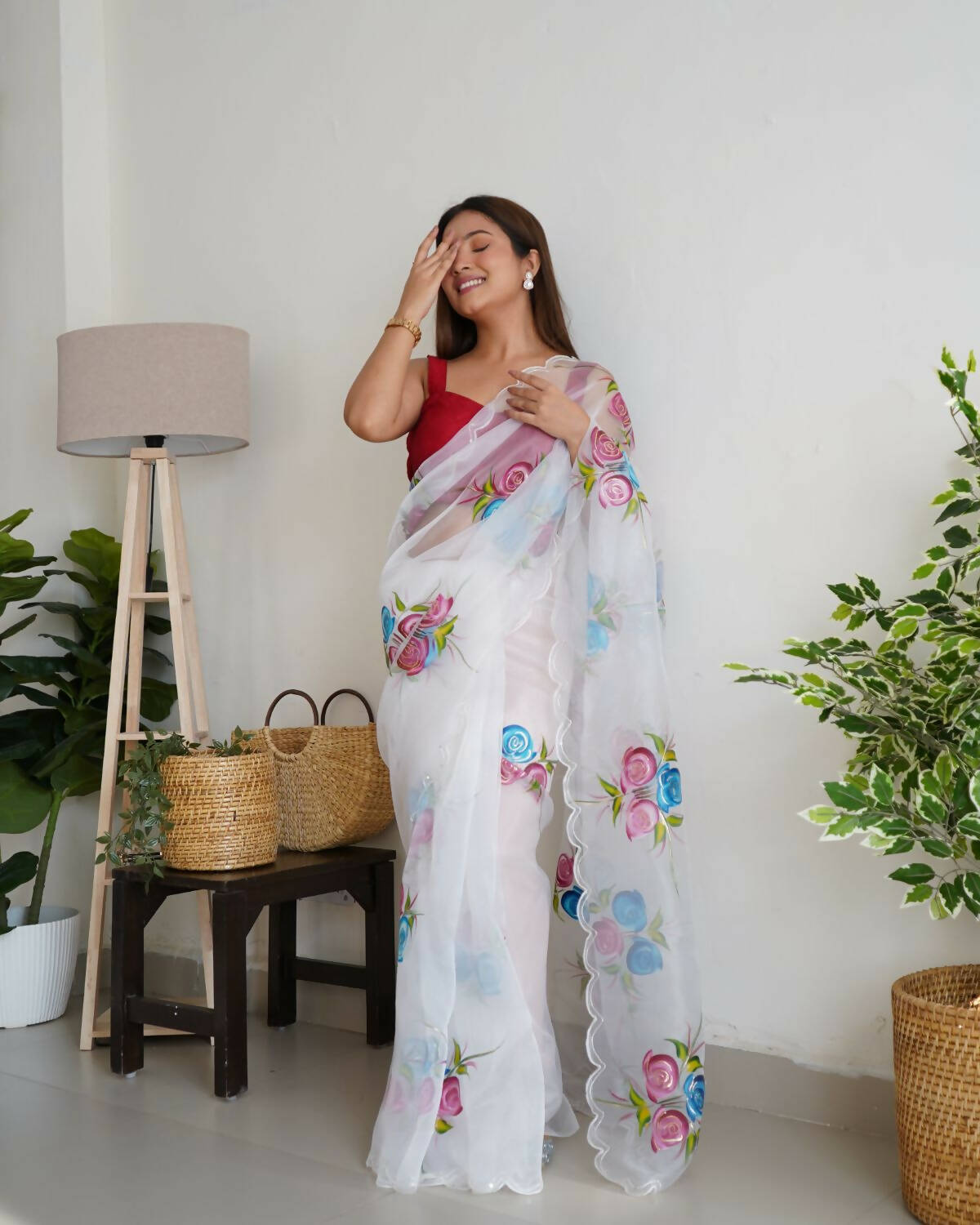 Vamsee White Organza Saree