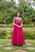 Vastranavya Faux Blooming with Embroidery Zari Sequins-work Gown - Pink