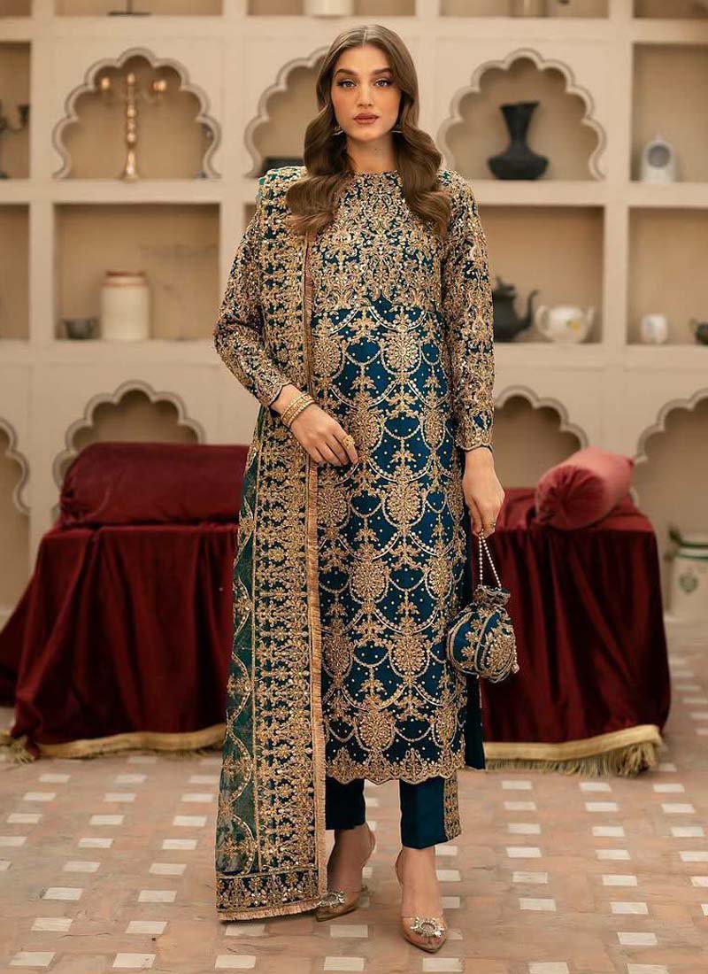 Prazu Fashion Rama Green Georgette Sequence Salwar Suit