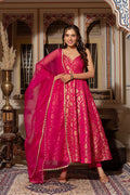Prazu Fashion Pink Jacquard Silk Weaving Gown With Dupatta