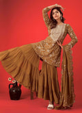 Prazu Fashion Beige Georgette Embroidered Sharara Suit