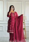 Prazu Fashion Maroon Georgette Embroidered Salwar Suit