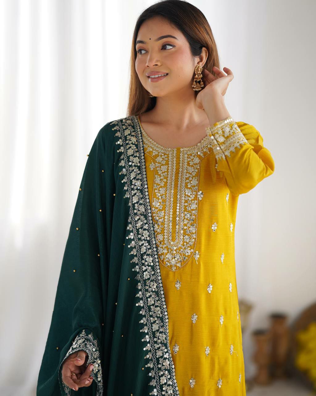 Prazu Fashion Violet Chinon Silk Embroidered Sharara Suit