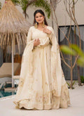 Prazu Fashion Off White Chinon Silk Sequence Anarkali Suit