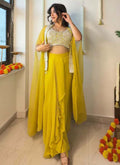 Prazu Fashion Yellow Georgette Embroidered Sequence Western Suit