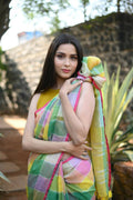 Very Much Indian Pure Linen Saree With Sleek Border And Exclusive Design - Beige