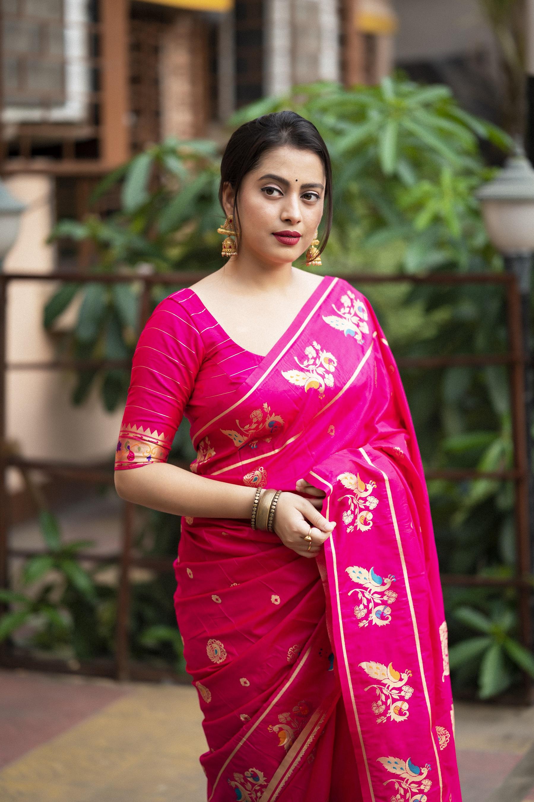 Rani Pure Silk Woven Design Saree with Unstitched Blouse - Hiral Fashion