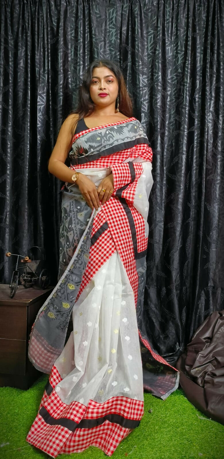 Exclusive Collection Beautiful Gamcha Multi Jamdani Mix N Match Saree
