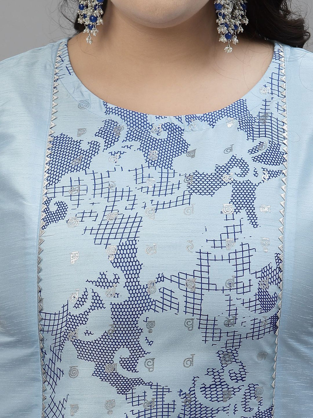 Sztori Plus Size Printed Gotta Patti Straight Kurta with Palazzos