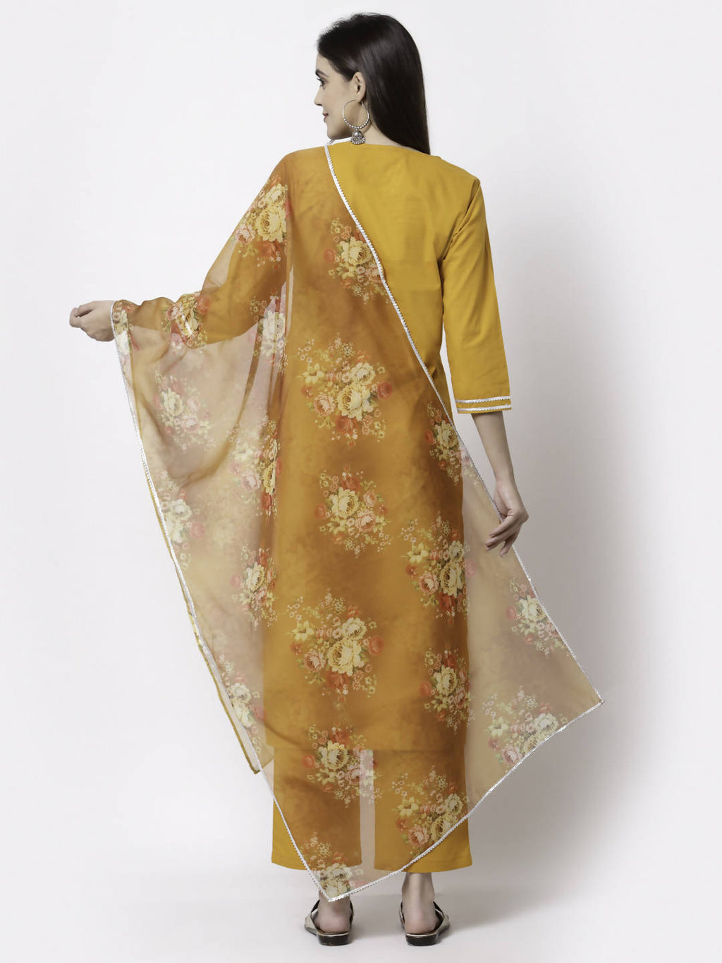 Myshka Trendy Women's Cotton Round Neck Casual Kurta Pant Dupatta Set