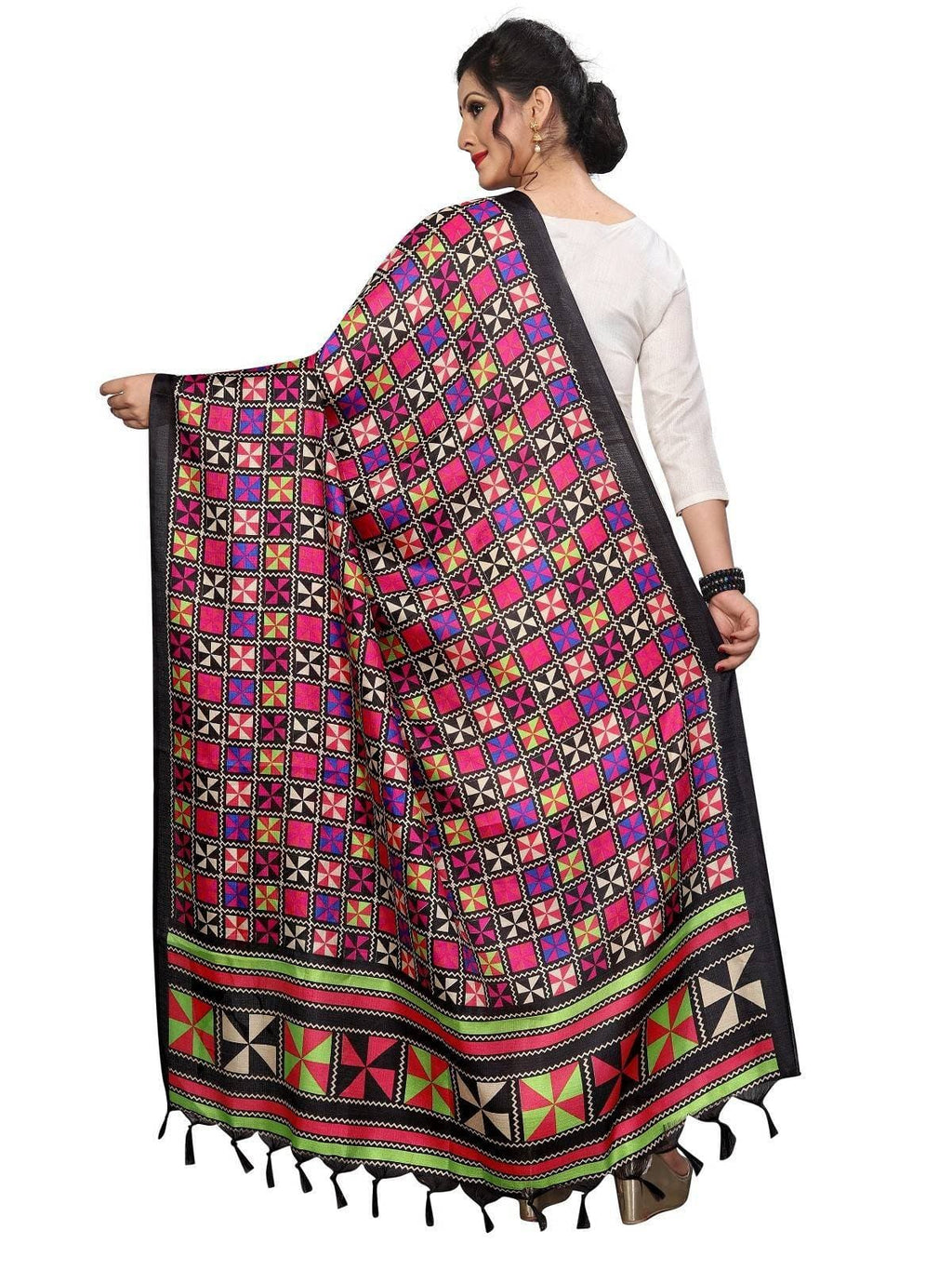 Vamika Multi coloured Printed Khadi Bhagalpuri Latest Traditional Dupatta