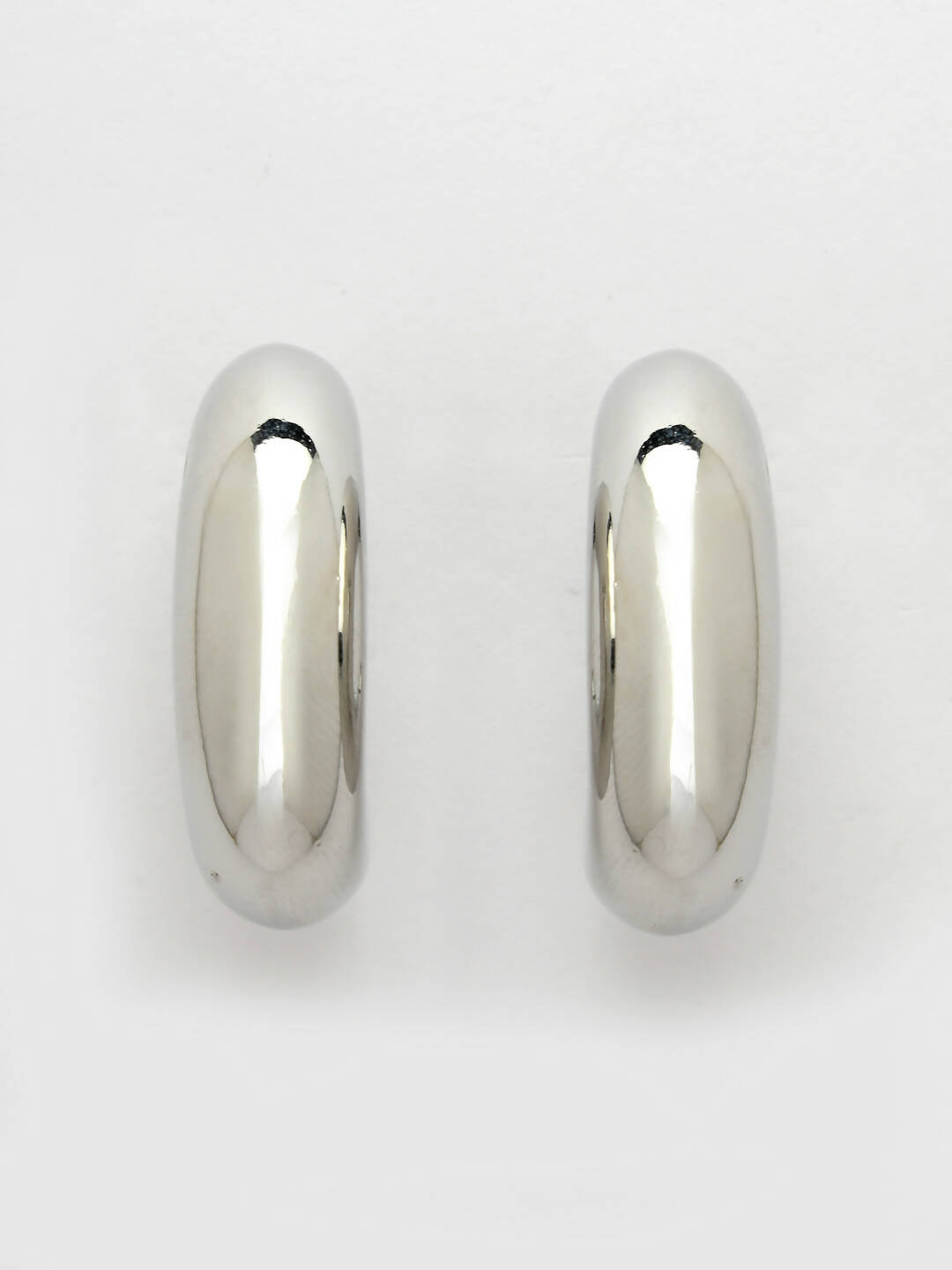 NVR Women Silver-Plated Circular-Shaped Half Hoop Earrings