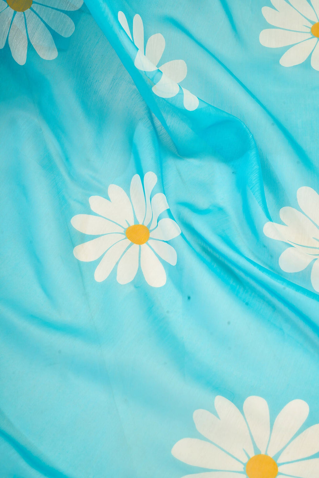 Vastranavya Sky Blue Digital Printed Linen Ready To Wear Designer Saree with Unstitched Blouse