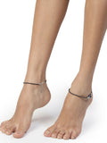 NVR Women Set of 2 Brass-Plated Stone-Studded & Evil Eye Beaded Anklet