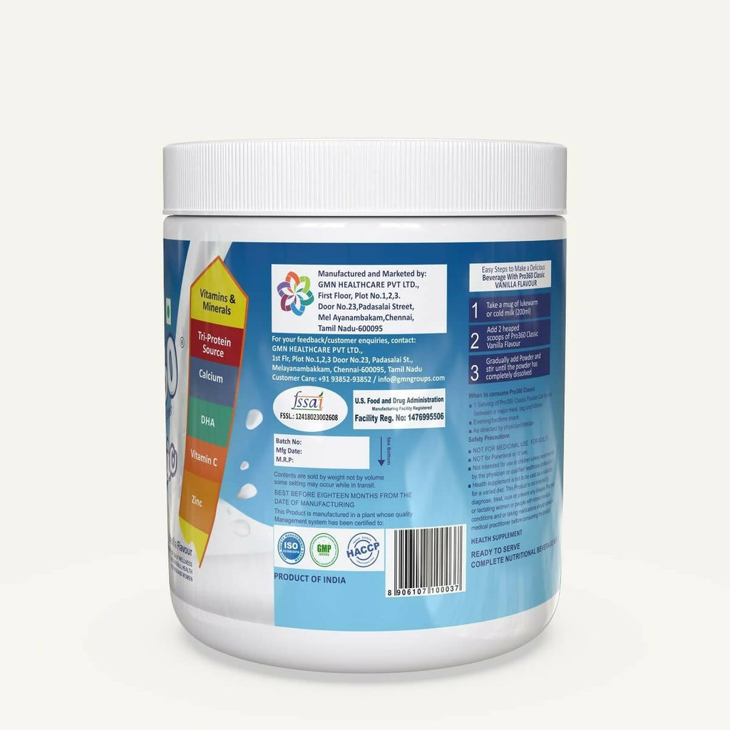Pro360 Classic Daily Wellness Family Protein Health Drink Supplement Powder