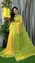 Exclusive Collection Yellow Beautiful Jamdani Collection Saree