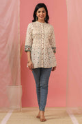 Juniper Women Ivory Cambric Printed Straight Tunic