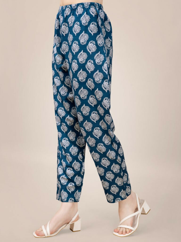 Jyoti Fashion Women's Morpich Rayon Print with Embroidery & Fancy Lace Work Kurta with Trouser & Dupatta