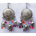 MS Fashion India Muskan Fancy Glass Pearl Silver Tone Chandbali Jhumka Round Earrings