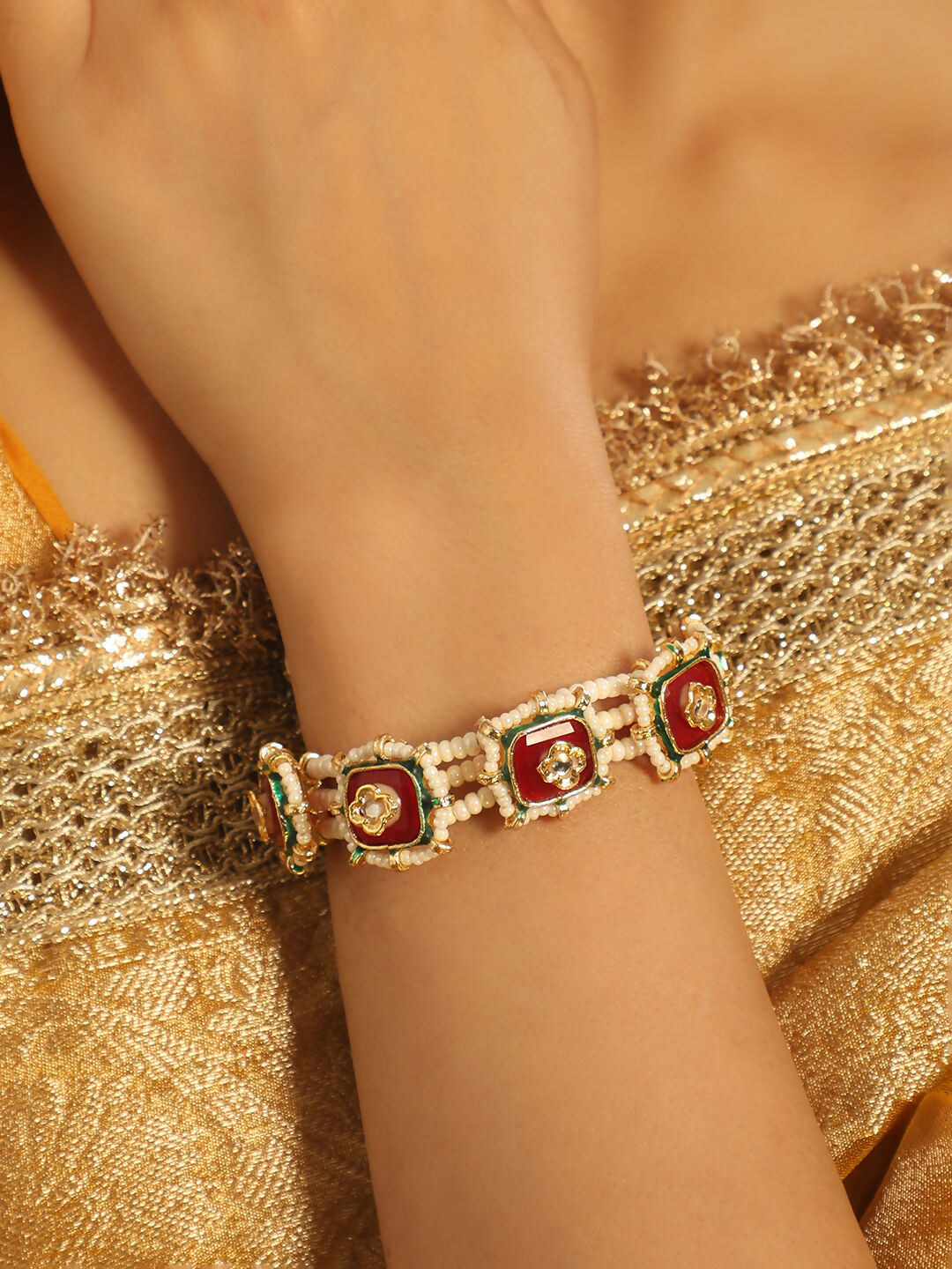 Nuyug 22K Gold Plated Red Serene Pochi Bangles