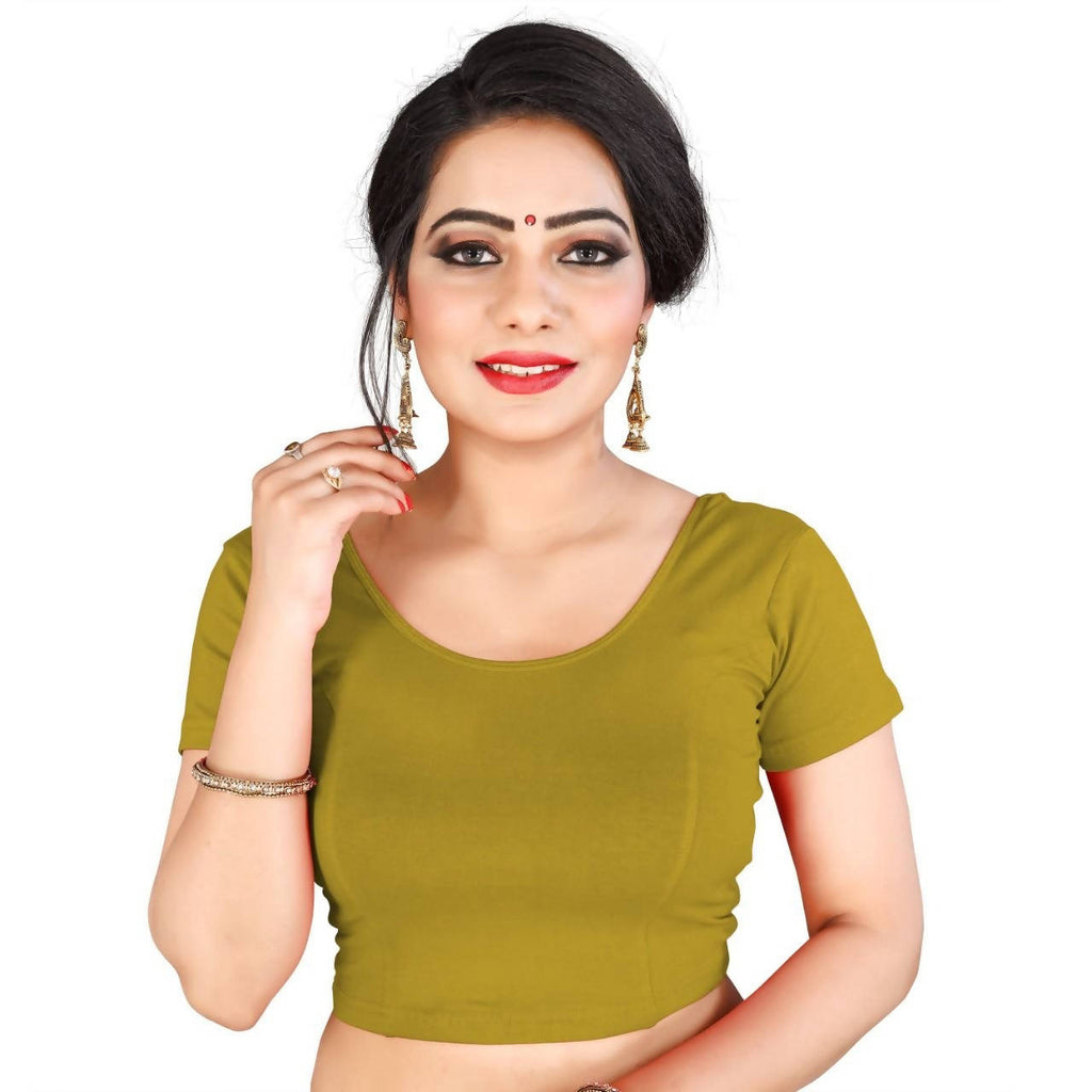 Vamika Mehandi Lycra Plain Blouse