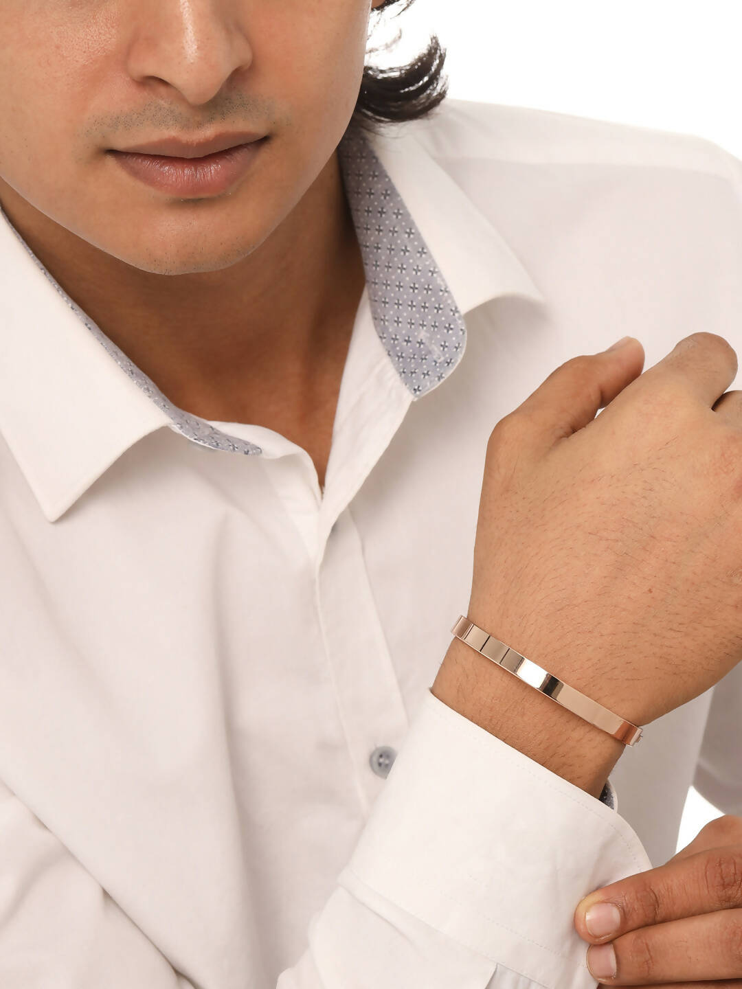 NVR Men's Rose Gold Metal Interlock Kada Bracelet