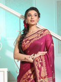 Exclusive Collection Beautiful Maroon Pure Cotton Woven Handloom Saree With Running Blouse Piece