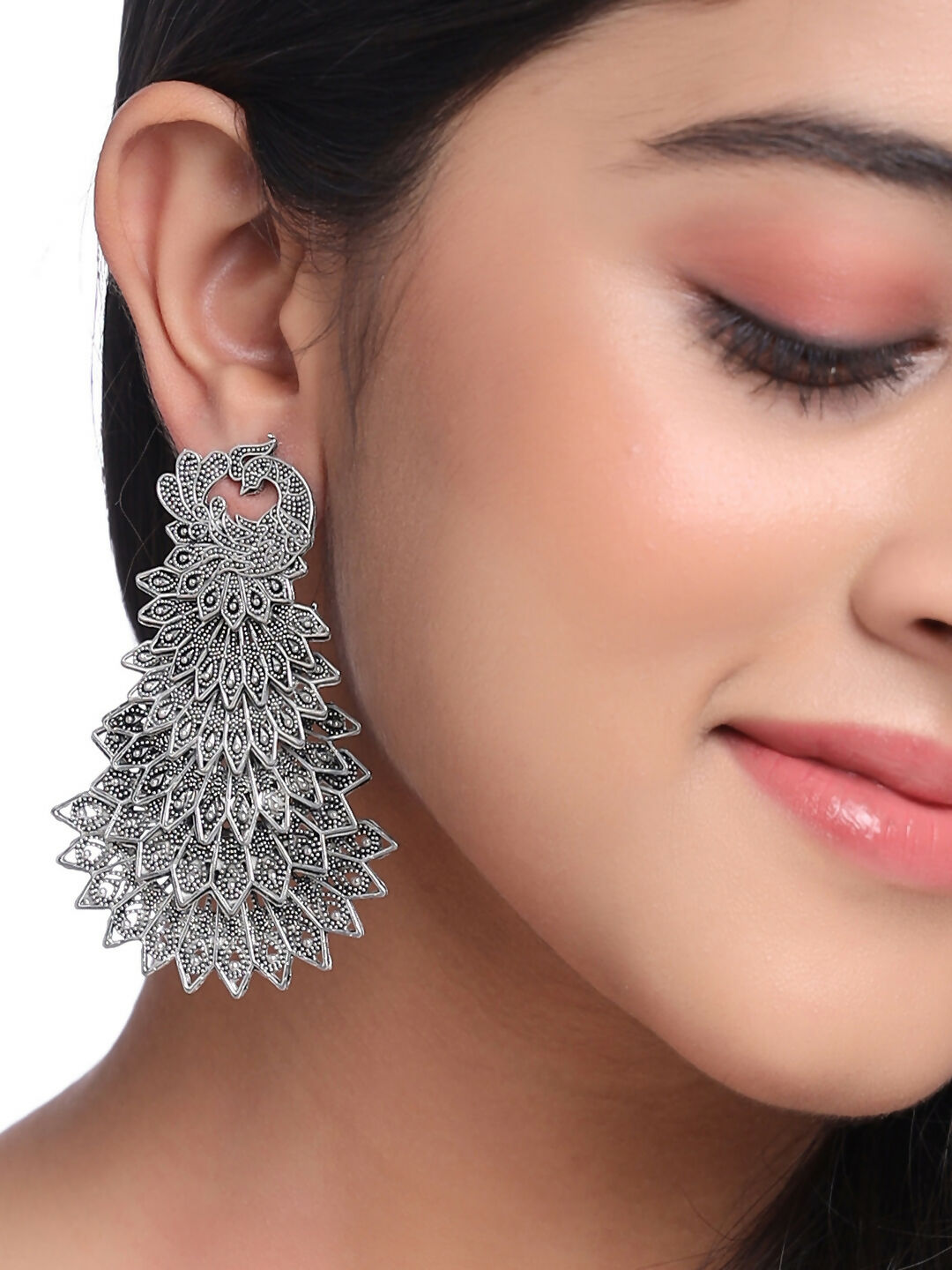 NVR Women Silver Toned Contemporary Drop Earrings