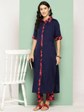 Ahalyaa Womens Kurta Set - Navy Blue