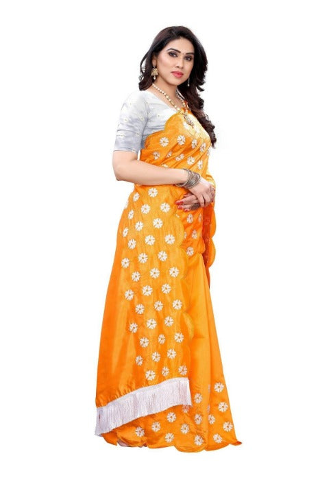 Vamika Zoya Silk Embroidered Yellow Saree (RAKHI MUSTARD)